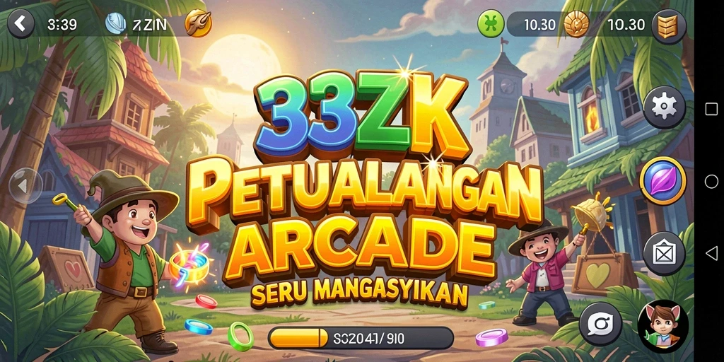 Screenshot utama 33ZK menunjukkan gameplay penuh aksi dan warna-warni.