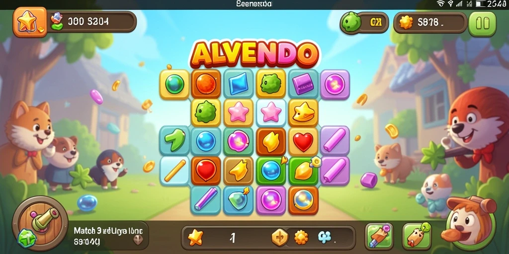 Screenshot gameplay ALVENDO yang menampilkan momen mencocokkan objek.