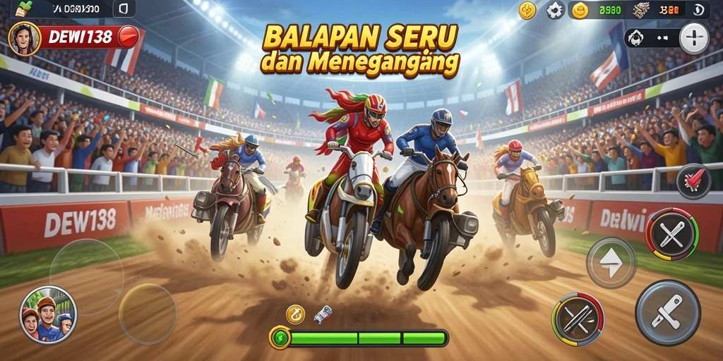 Tampilan aksi balapan seru dalam DEWI138 dengan mobil cepat.