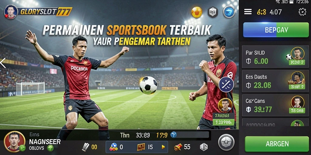 Screenshot utama GLORYSLOT777 menampilkan gameplay Sportsbook yang seru dan interaktif.