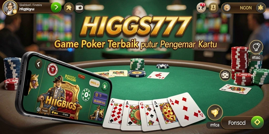 Screenshot HIGGS777 menampilkan gameplay poker yang menarik dan seru.