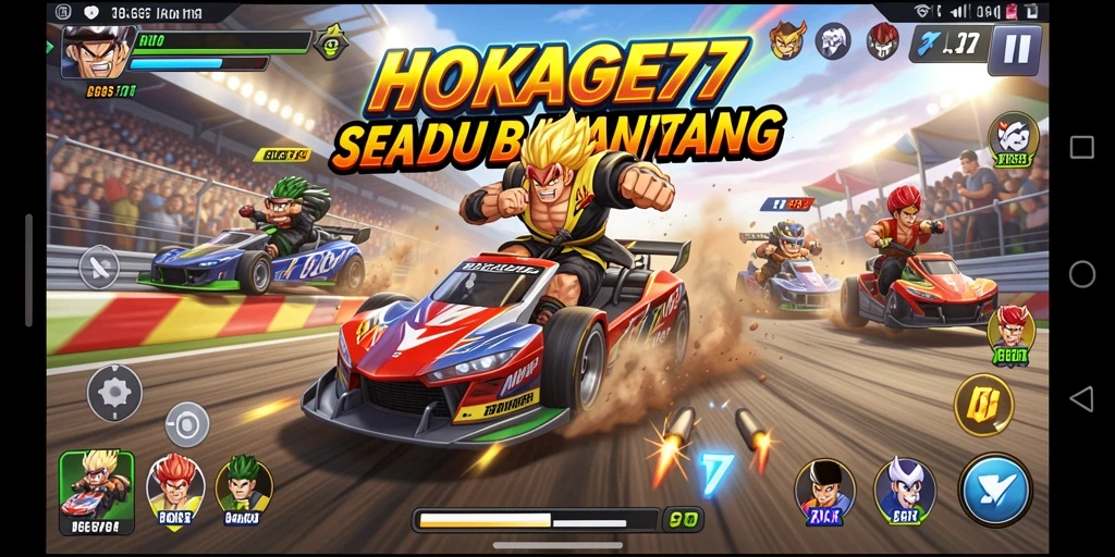Gameplay HOKAGE77 yang menarik dengan balapan yang seru.