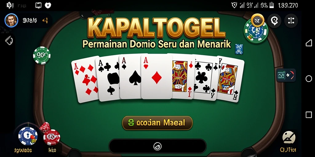 Screenshot gameplay KAPALTOGEL menampilkan pengalaman bermain Domino yang seru.