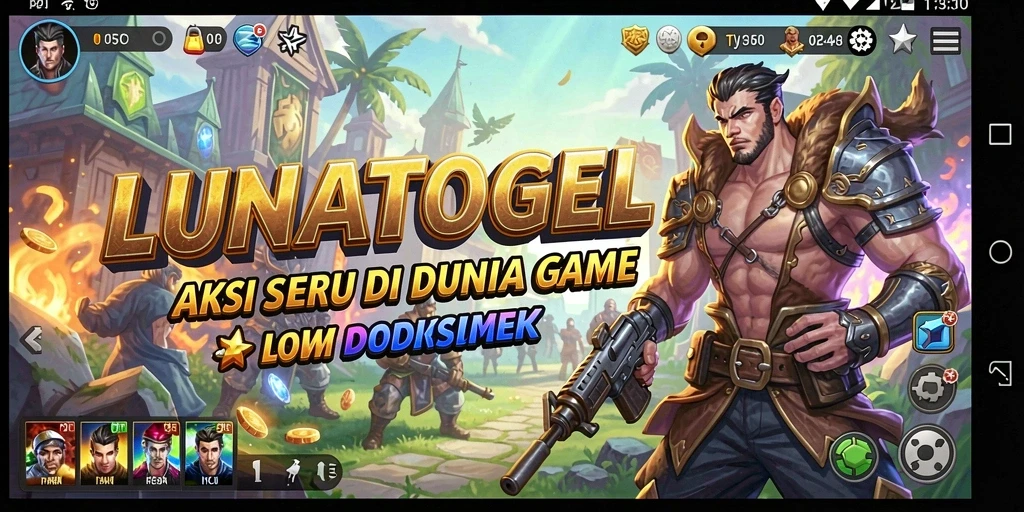 Screenshot utama LUNATOGEL menampilkan pertempuran seru dengan aksi yang mendebarkan.