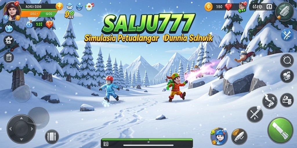 Tampilan menarik dari gameplay SALJU777 di dunia salju.