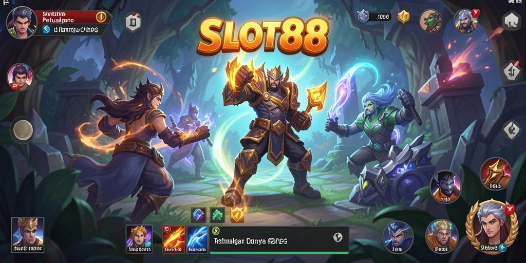 Tampilan gameplay SLOT88 dengan aksi pertempuran yang seru.