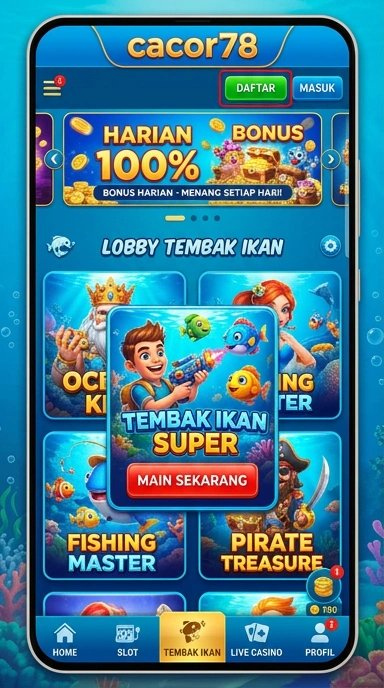Tampilan antarmuka aplikasi cacor78 yang user-friendly.
